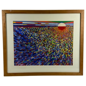 Vintage Abstract Painting on Board Unknown Artist, Measures at 26x32 inches
