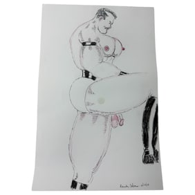 Vintage Randy Coleman Pen & Colored Pencil Drawing Signed on The Bottom Right