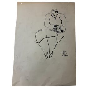 Ink on Paper Drawing Sanyu Chinese-French
