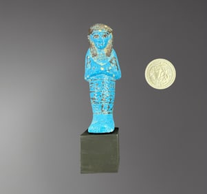 Egyptian Blue Faience Ushabti – Late Period, circa 664–332 BC