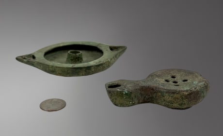 Pair of Roman Bronze Oil Lamps – 1st Century AD