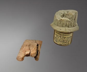 Partial Mesopotamian Foundation Cone with Cuneiform & Fragmentary Clay Tablet – circa 2100–1800