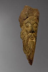 Medieval Carved Stone "Leafman" Mask – 14th–15th Century
