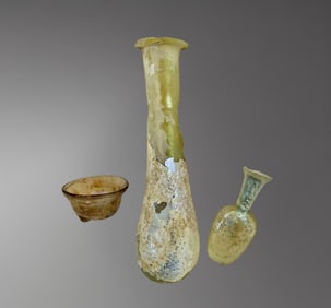 Rare Miniature Roman Glass Perfume and Ointment Bottles – 1st–3rd Century AD