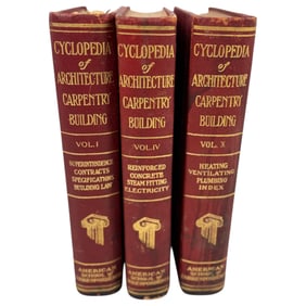 Vintage Cyclopedia of Architecture Carpentry Building Book Lot of 3