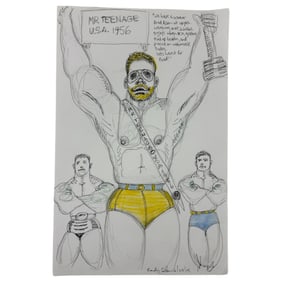 Vintage Randy Coleman Signed & Dated Gay Male Interest Original Drawing Illustration Art