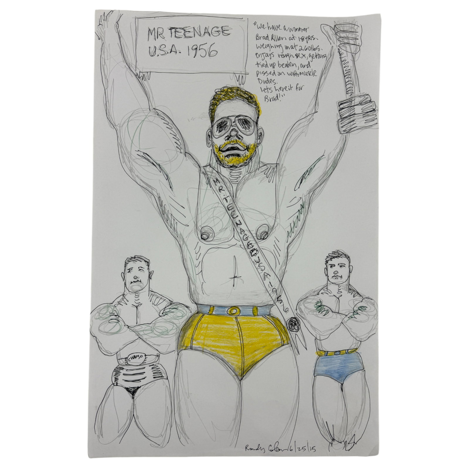 Vintage Randy Coleman Signed & Dated Gay Male Interest Original Drawing Illustration Art: Vintage Randy Coleman Signed & Dated Gay Male Interest Original Drawing Illustration Art