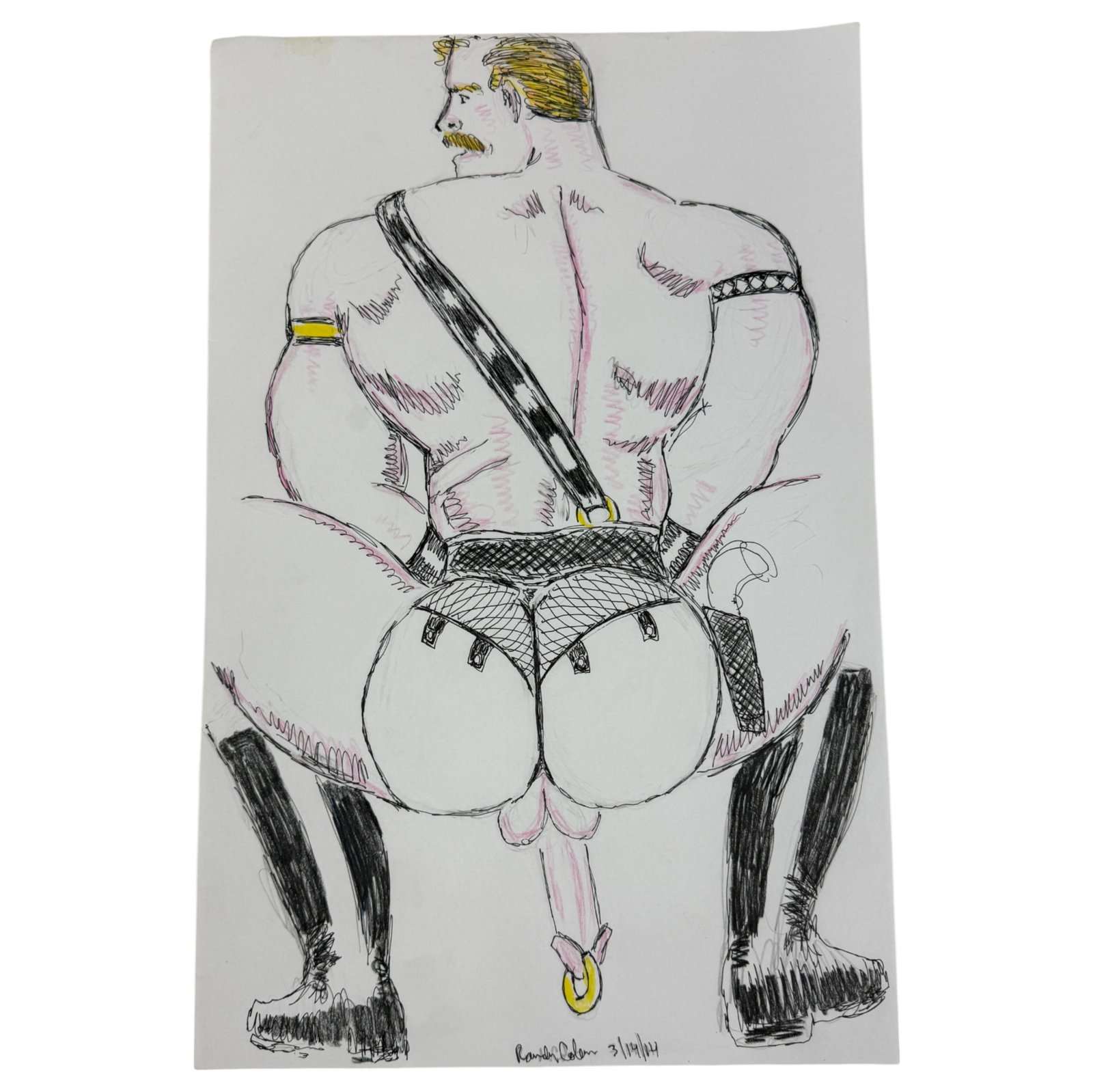 Vintage Randy Coleman Signed & Dated Gay Male Interest Original Drawing Illustration Art: Vintage Randy Coleman Signed & Dated Gay Male Interest Original Drawing Illustration Art