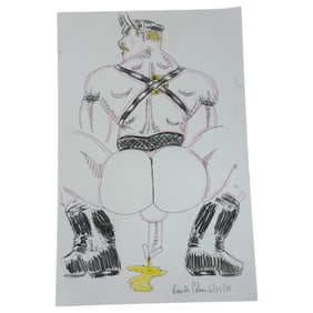 Vintage Randy Coleman Signed & Dated Gay Male Interest Original Drawing Illustration Art
