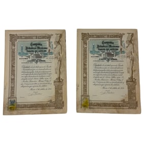 Antique Mexicana Compania Petrolera Stock Certificate Lot of 2