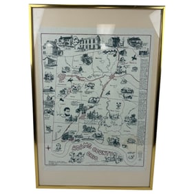 Vintage 1975 Adams County Ohio Historical Society Illustrated Map