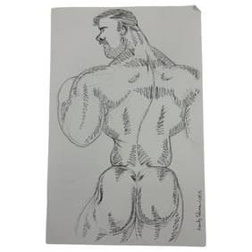 Randy Coleman Signed Gay Male Interest Original Drawing Illustration Art