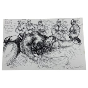 Randy Coleman Signed Gay Male Interest Original Drawing Illustration Art