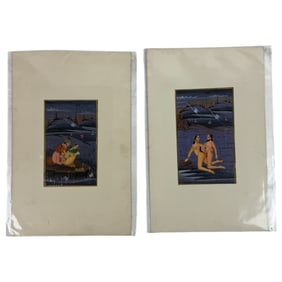 Vintage Indian Kama Sutra Art Painting on Paper With Writing On Back 5inx7in