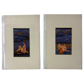 Vintage Indian Kama Sutra Art Painting on Paper With Writing On Back 5inx7in
