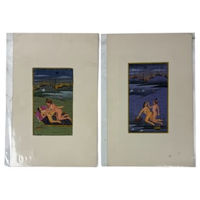 Vintage Indian Kama Sutra Art Painting on Paper With Writing On Back 5inx7in