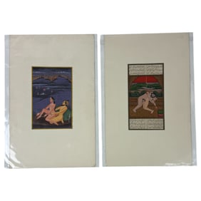 Vintage Indian Kama Sutra Art Painting on Paper With Writing On Back 5inx7in