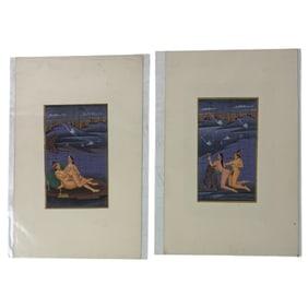 Vintage Indian Kama Sutra Art Painting on Paper With Writing On Back 5inx7in