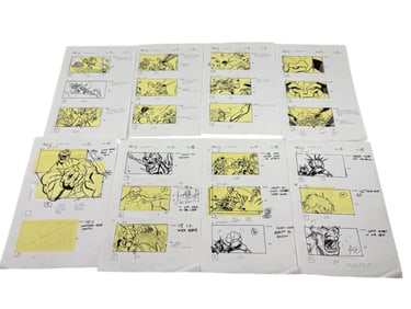 Vintage Pages From World War Hulk Comic Storyboard With Notes