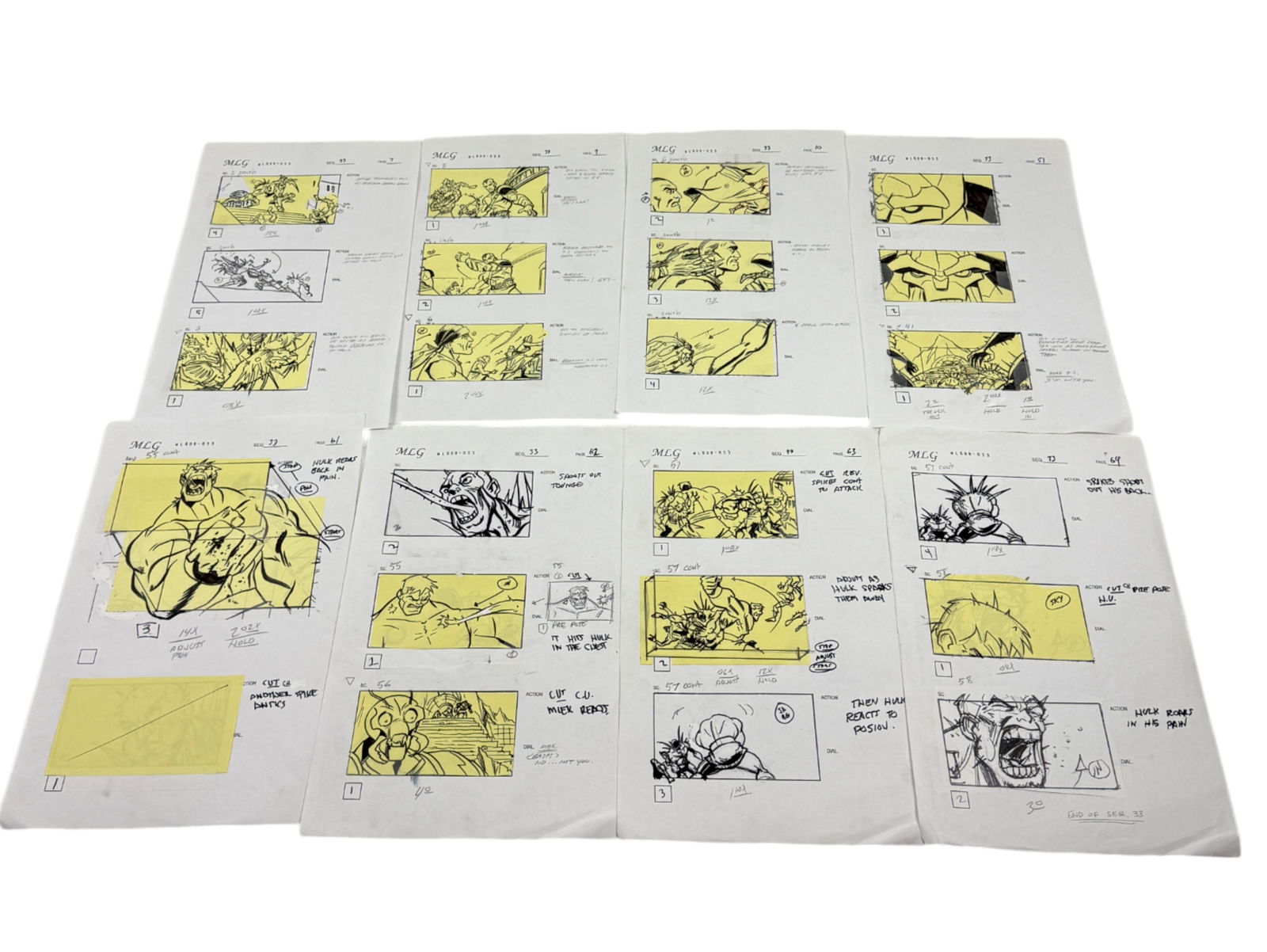 Vintage Pages From World War Hulk Comic Storyboard With Notes (1 of 4)