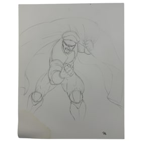 Vintage Street Fighter Drawing On Paper Of M.Bison, 14inx11in