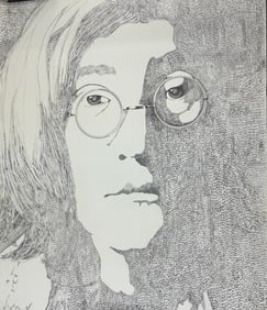 Vintage John Lennon 41inx32in John Lennon Lithograph