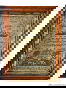 Antique 1833 Needlework Sampler Tapestry: Antique 1833 Needlework Sampler Tapestry 18" x 24"