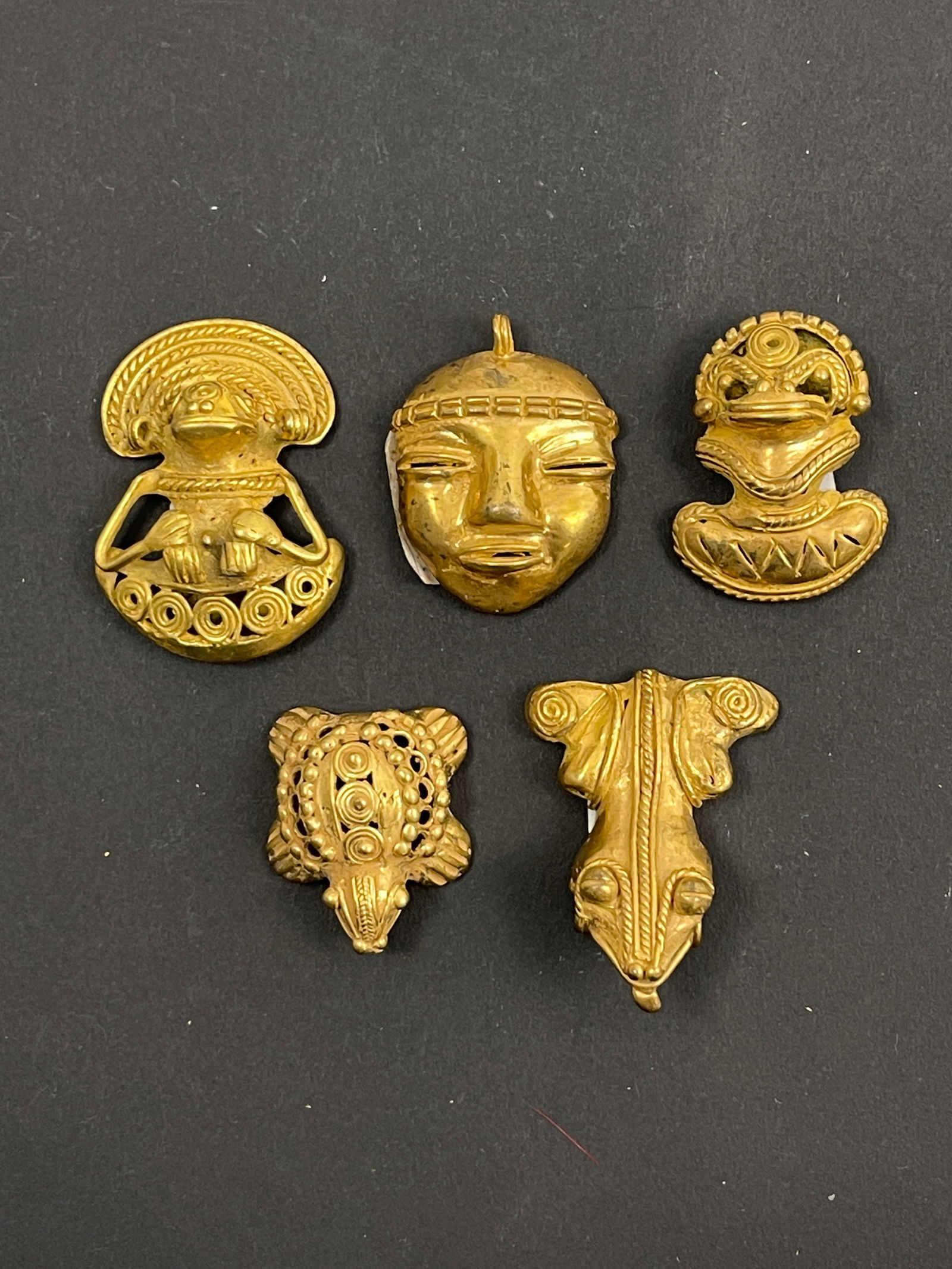 Ancient Pre-Columbian Mixed Metal Pendant Central or South America, circa 500–1200 CE Lot of 4 (1 of 7)