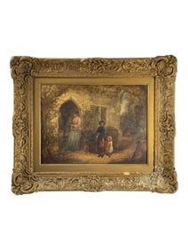 John Frederick Pasmore (British, 1820-1881) – A Visit to Aunt – Oil on Canvas