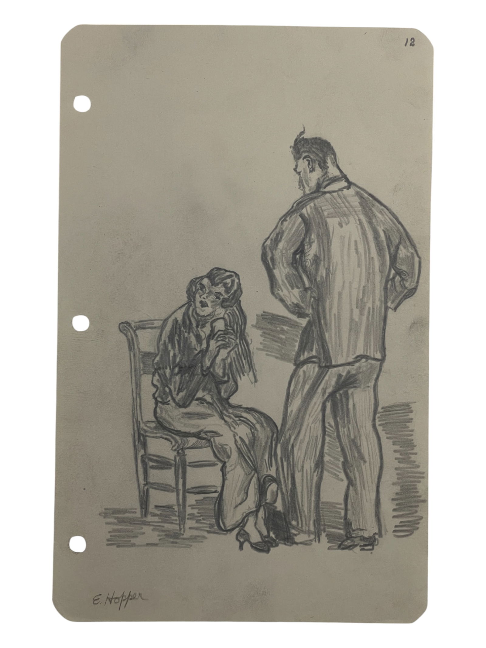 Edward Hopper - Original Signed Pencil Illustration Art Drawing: Edward Hopper - Original Signed Pencil Illustration Art Drawing. Size: 9 1/2" x 6".