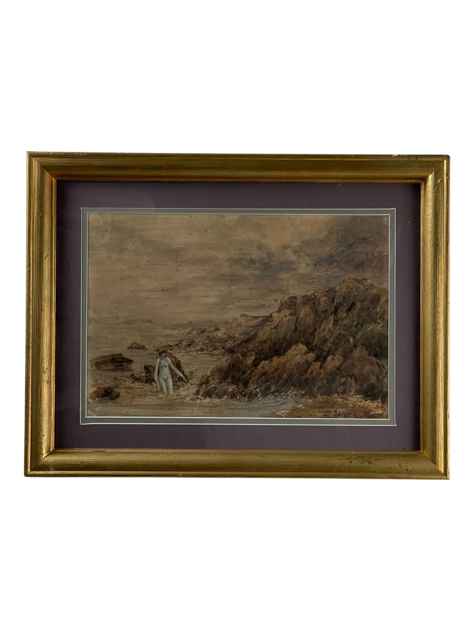 Attributed to Childe Hassam (1859-1935) - Watercolor Beach Scene on Paper Signed Lower Right (1 of 6)