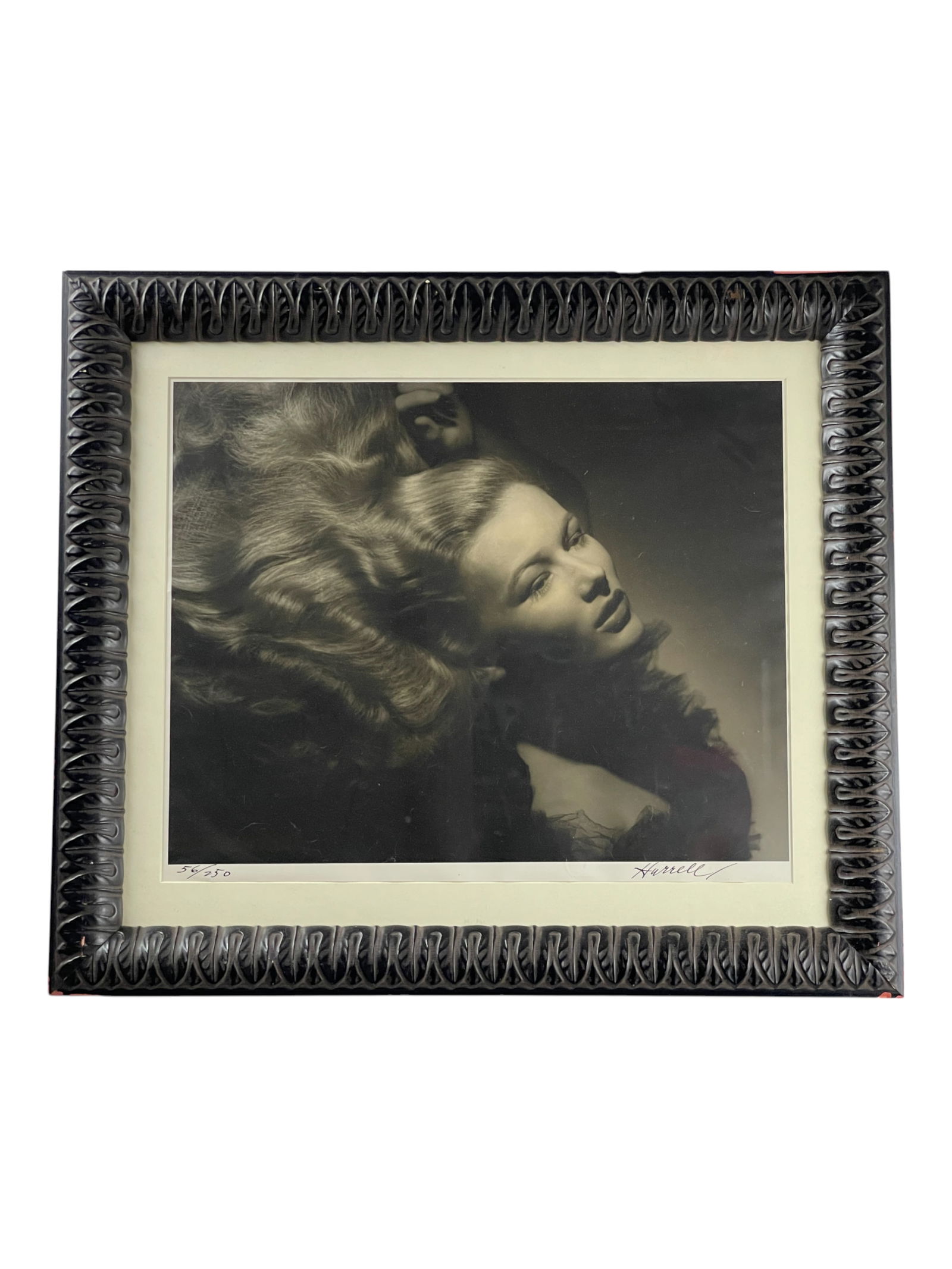 George Hurrell - Original Silver Gelatin Photograph of Veronica Lake Signed Edition 56/250: George Hurrell - Original Silver Gelatin Photograph of Veronica Lake Signed Edition 56/250 . Size with frame: 26" x 23". Size of photo: 19 1/2" x 16 1/2".