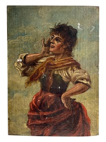 Antique Oil on Panel - Portrait of A Woman