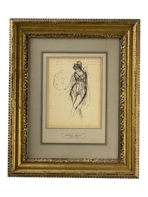 Robert Henri (1865-1929) - Ink Sketch on Notebook Leaf Signed Lower Right