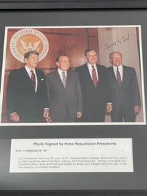 Photograph Signed by 3 Republican Presidents - Nixon, Reagan and Ford