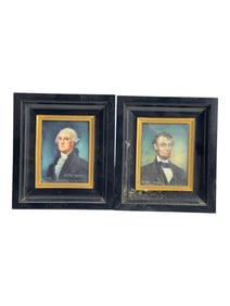 George Washington and Abraham Lincoln Small Portait Paintings