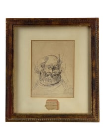Salvador Dali (1904-1989) Ink on Paper Portrait of Johannes Brahms Circa 1954
