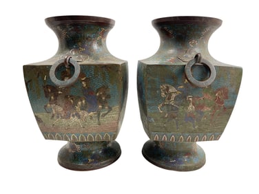 Antique Chinese Cloisonne Pair of Vases
