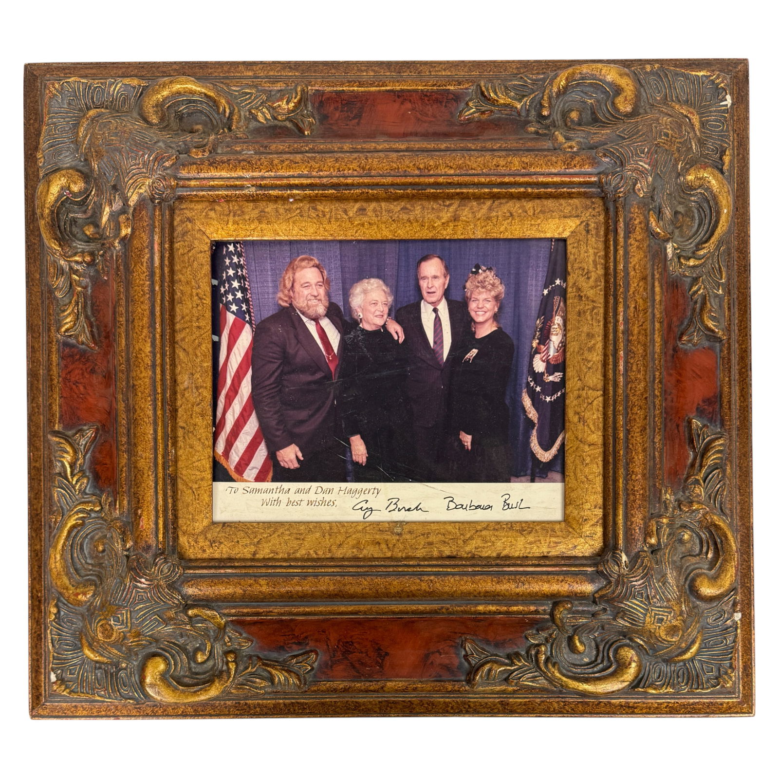 Vintage Signed George W. Bush First  Photo Samantha Dan Hagerty Framed (1 of 3)