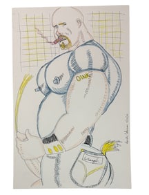 Vintage Randy Coleman Male Interest Art Pen & Colored Pencil Drawing Signed & Dated 9/12/14 On Botto