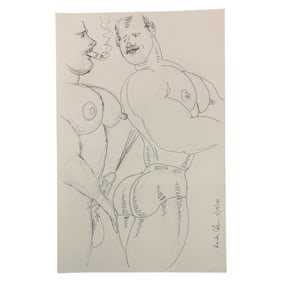 Vintage Randy Coleman Pen & Pencil Drawing Double Sided Signed & Dated 2/15/14 On Bottom Right Side
