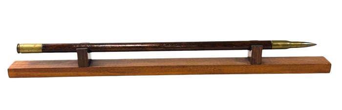Vintage Trench Art Swagger Stick Made From A .50 CAL Round