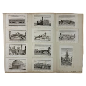 Antique Italian Engraving Architectual and Cityscape 18th century