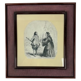 Antique French Engraving Lawyer Pathelin and Shepherd Agnelet, 1841