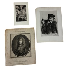 Antique Etching Engraving Lot of 3