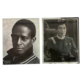 Vintage Signed Black & White Photo Of Star Trek Actor George Takei & Starsky And Hutch Actor Antonio