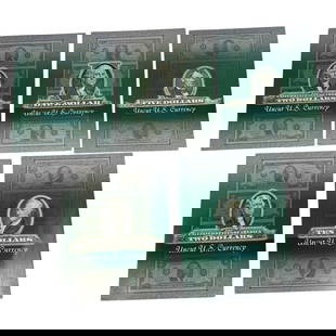 Vintage Uncut Uncirculated US Currency Note Sheets, $1, $2, $5, & $10 Bills: Vintage Uncut Uncirculated US Currency Note Sheets, $1, $2, $5, & $10 Bills