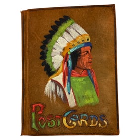Vintage PostCard Ephemora Leather-Bound Album From 1920's