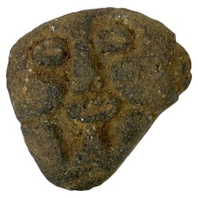 Primitive Hand-Carved Stone Face Sculpture