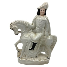 Large Antique Staffordshire Figurine Of Oliver Cromwell On Horseback- c.1860